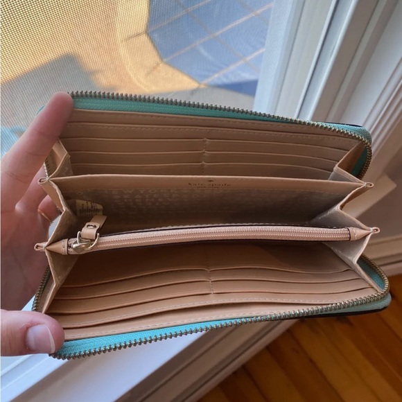 Preowned Kate Spade Aqua blue Wallet/card holder in good condition - Picture 2 of 6